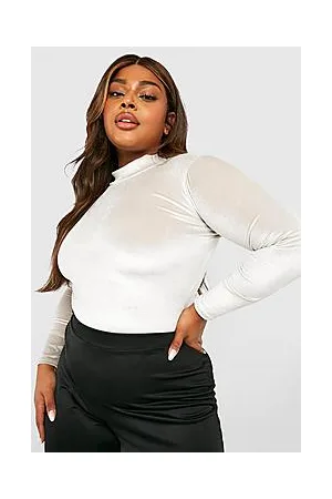 Boohoo Plus Velvet Roll Neck Bodysuit