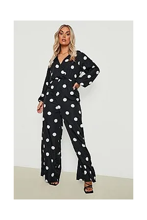 Boohoo Plus Polka Dot Wide Leg Jumpsuit