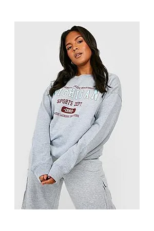 Boohoo Plus Michigan Sports Dept Front Print Sweat