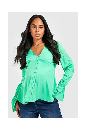Boohoo Maternity Button Front Flare Sleeve Blouse