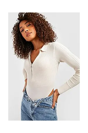 Boohoo Tall Zip Up Knitted Bodysuit