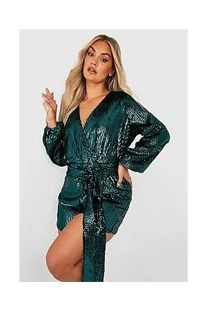 Boohoo Plus Velvet Sequin Tie Waist Playsuit