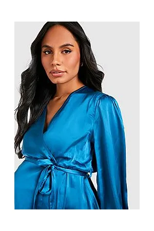 Boohoo Maternity Satin Angel Sleeve Wrap Blouse