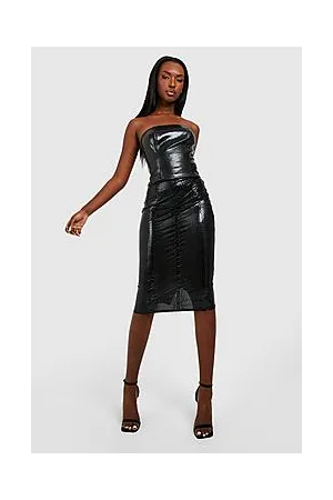 Boohoo Croc Pu Bodycon Midi Skirt