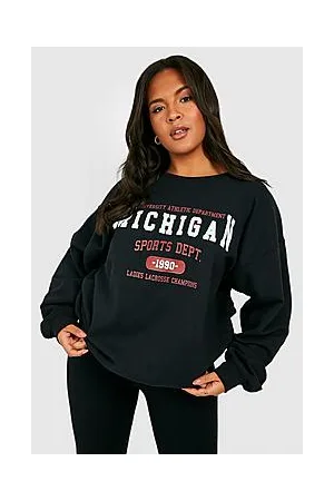 Boohoo Plus Michigan Sports Dept Front Print Sweat