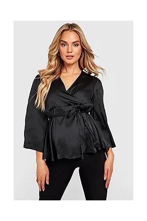 Boohoo Maternity Satin Angel Sleeve Wrap Blouse