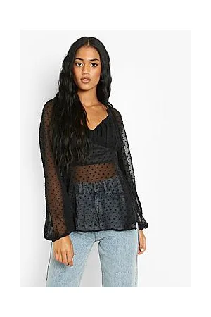 Boohoo Tall Dobby Mesh Corset Detail Blouse