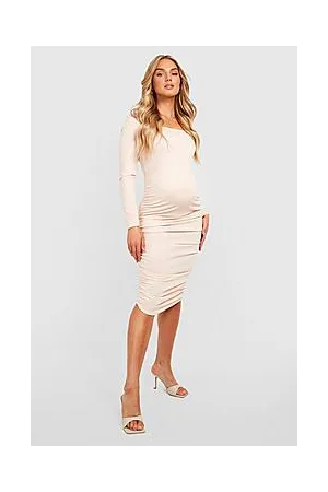 Boohoo Maternity Square Neck Ruched Midi Dress