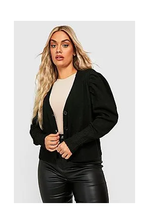 Boohoo Plus Soft Knit Puff Sleeve Cardigan