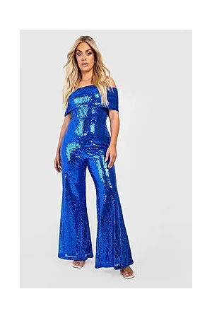 Boohoo Plus Bardot Sequin Jumpsuit