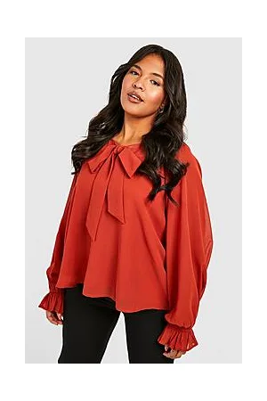 Boohoo Plus Woven Pussybow Blouse