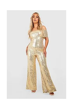 Boohoo Plus Bardot Sequin Jumpsuit