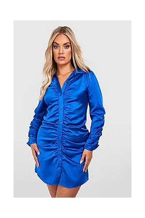 Boohoo Plus Ruched Detail Shirt Dress