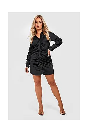 Boohoo Plus Ruched Detail Shirt Dress