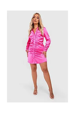 Boohoo Plus Ruched Detail Shirt Dress