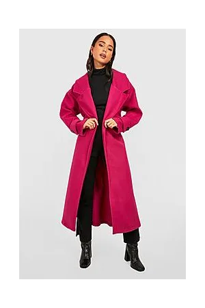 Boohoo Petite Wool Look Longline Belted Trench Coat