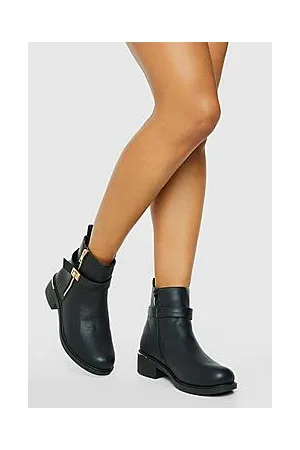 Boohoo Zip Detail Side Buckle Chelsea Boots