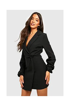 Boohoo Ruched Sleeve Wrap Front Blazer Dress