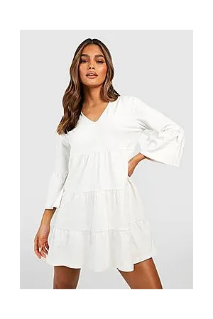 Boohoo Wrap Tiered Smock Dress