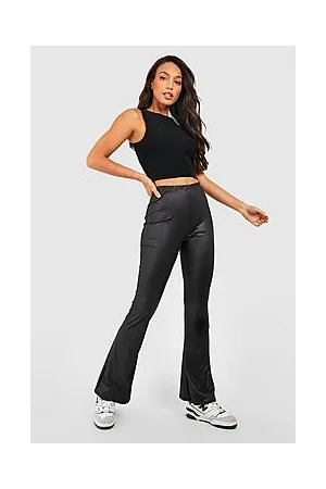 Boohoo Tall Wet Look Kick Flare Trousers