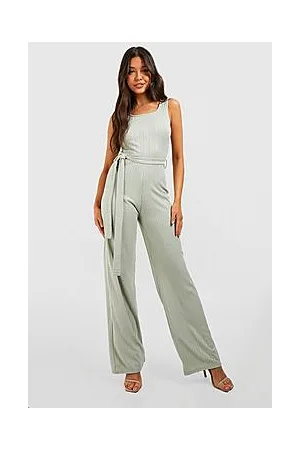 Boohoo Detailed Rib Wide Leg Jumpsuit