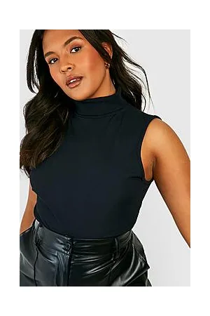 Boohoo Plus Rib Roll Neck Sleeveless Bodysuit