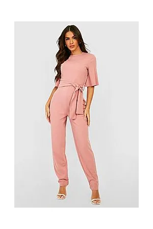 Boohoo Cape Sleeve Belted Jumpsuit