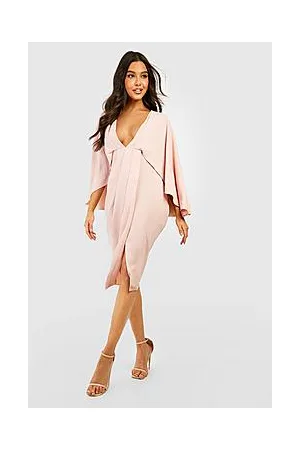 Boohoo Satin Cape Detail Midi Dress