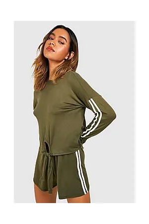 Boohoo Double Side Stripe Jersey Lounge Short Set