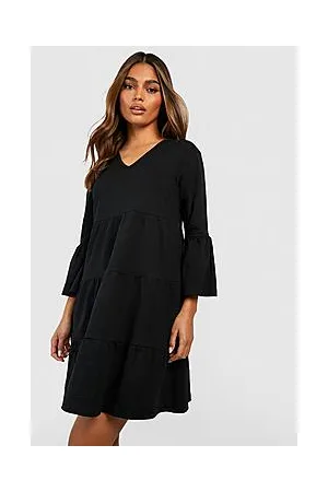 Boohoo Wrap Tiered Smock Dress