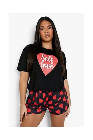 Boohoo Plus Self Love Heart Pj Short Set
