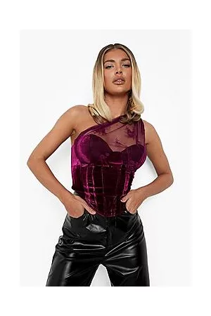 Boohoo One Shoulder Lace Detail Corset Top