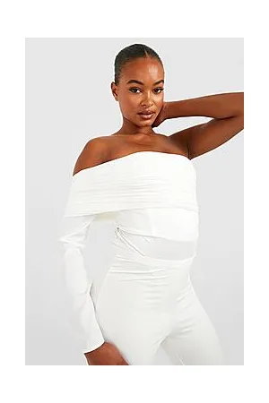 Boohoo Tall Ruche One Sleeve Satin Bodysuit