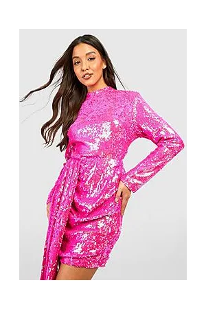 Boohoo Sequin Drape Open Back Mini Party Dress