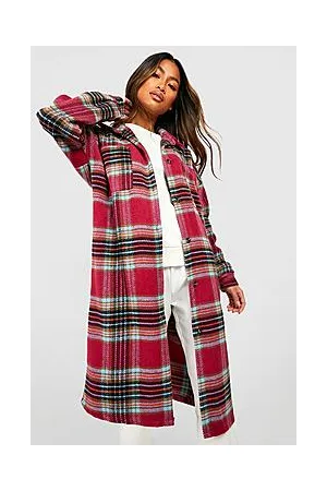 Boohoo Wool Look Longline Check Shacket