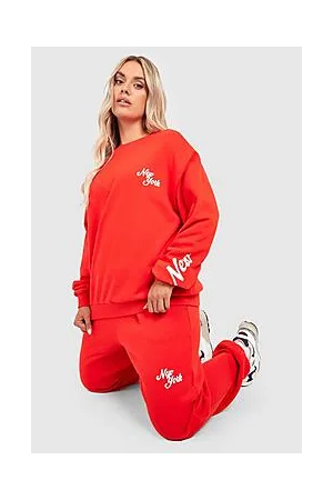 Boohoo Plus New York Print Sweatshirt Tracksuit