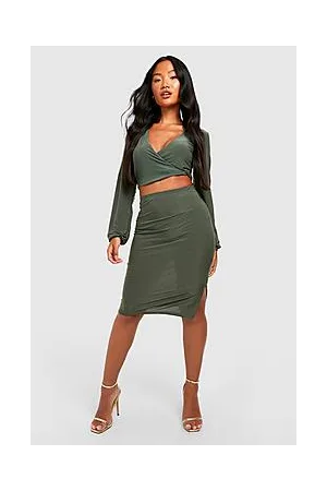 Boohoo Petite Slinky Midi Skirt Co-ord