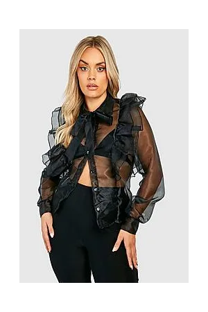 Boohoo Plus Organza Pussybow Blouse