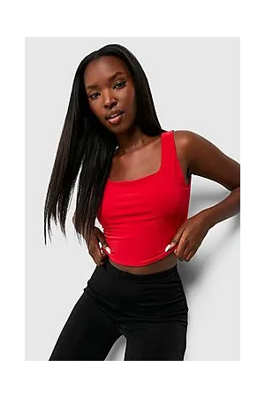 Boohoo Double Layer Scoop Neck Strappy Crop Top