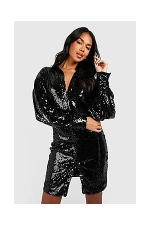 Boohoo Boutique Sequin Fitted Shirt Dress