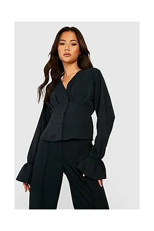 Boohoo Textured Button Front Blouse