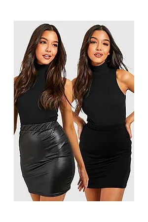Boohoo 2 Pack Wet Look & Jersey Mini Skirt