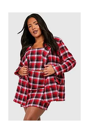 Boohoo Plus Boucle Double Breasted Blazer