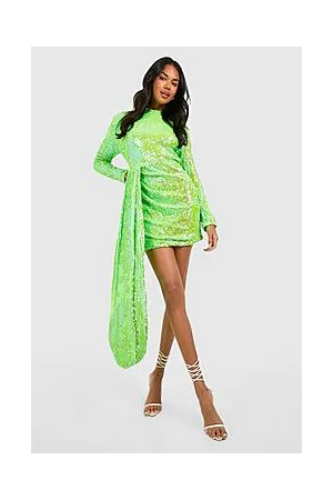 Boohoo Sequin Drape Open Back Mini Party Dress