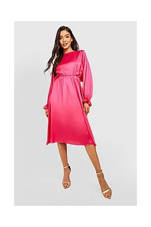 Boohoo Satin Batwing Midi Dress
