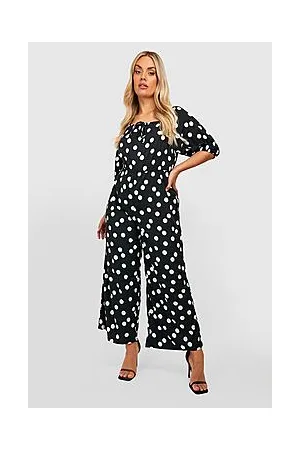 Boohoo Plus Polka Dot Woven Jumpsuit