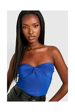 Boohoo Bandeau Boobtube Slinky Twsit Knot Bodysuit