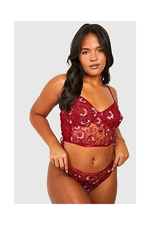Boohoo Plus Side Tie Longline Bralette Lingerie Set