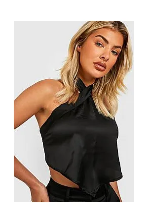 Boohoo Cross Neck Halter Satin Cami Top