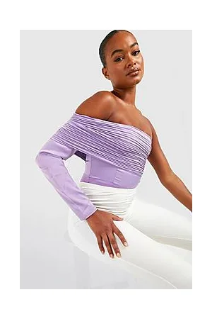 Boohoo Tall Ruche One Sleeve Satin Bodysuit